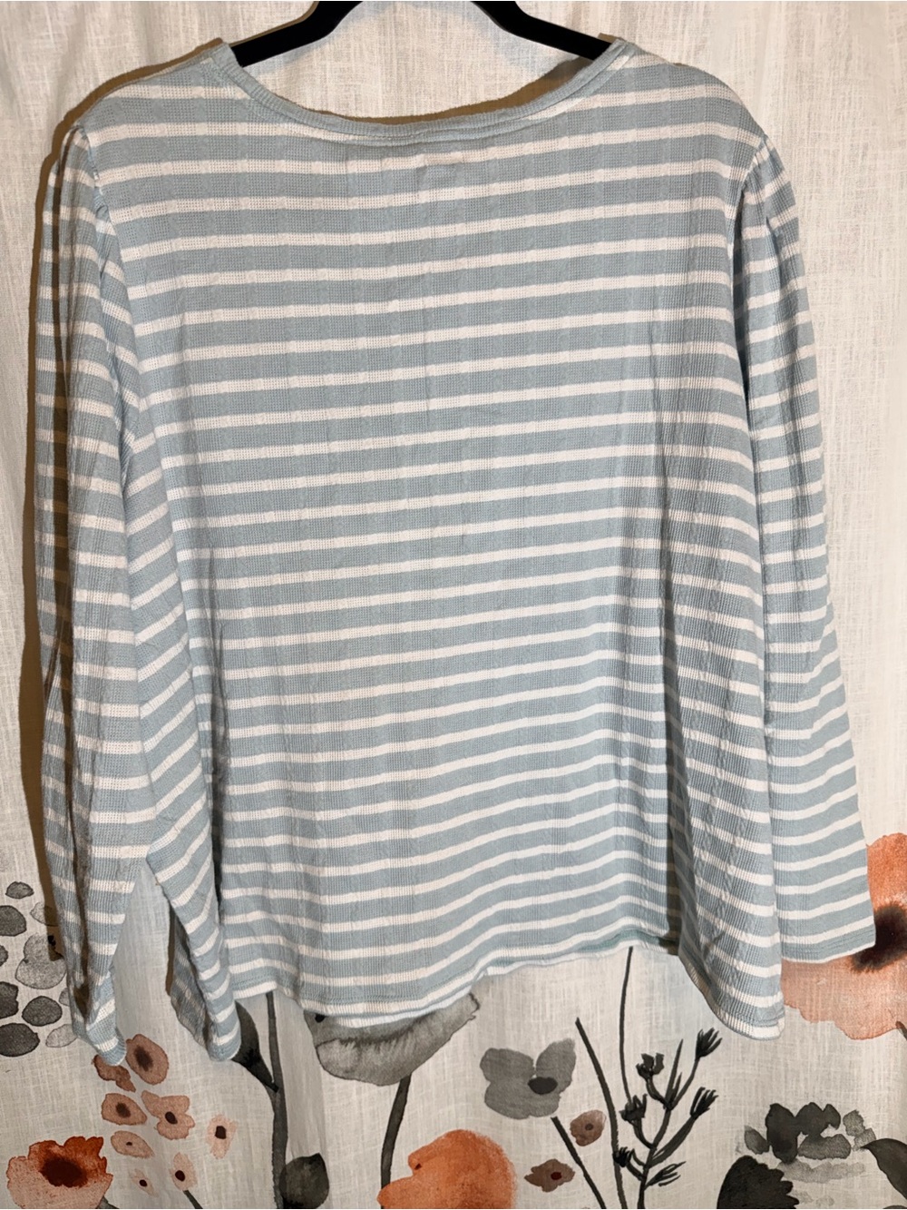 croft & barrow Light Blue and White Striped Long-Sleeve Crewneck - Picture 7 of 10